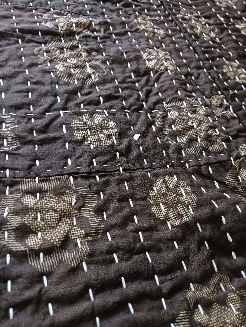 大盤1.7kg　ネル素材　粗刺し子の古布こたつ掛け♪　昭和初期　らんる　襤褸