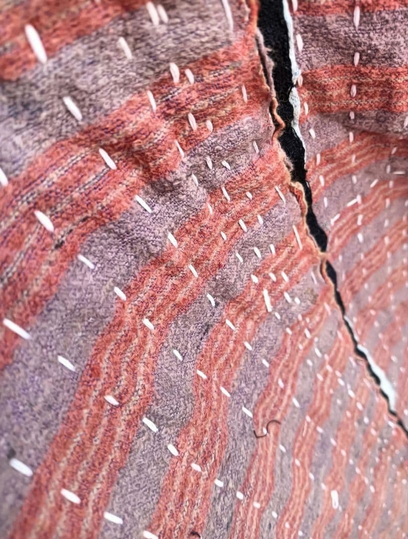 大盤1.7kg　ネル素材　粗刺し子の古布こたつ掛け♪　昭和初期　らんる　襤褸