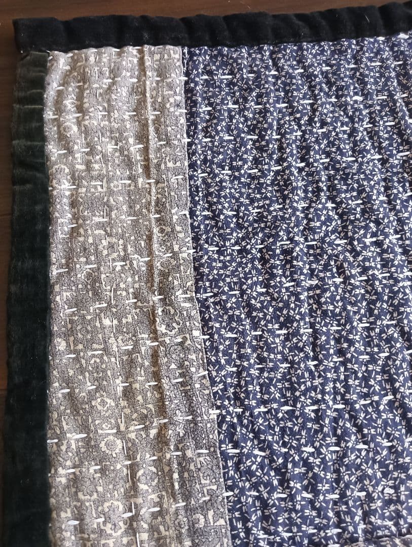 大盤1.7kg　ネル素材　粗刺し子の古布こたつ掛け♪　昭和初期　らんる　襤褸