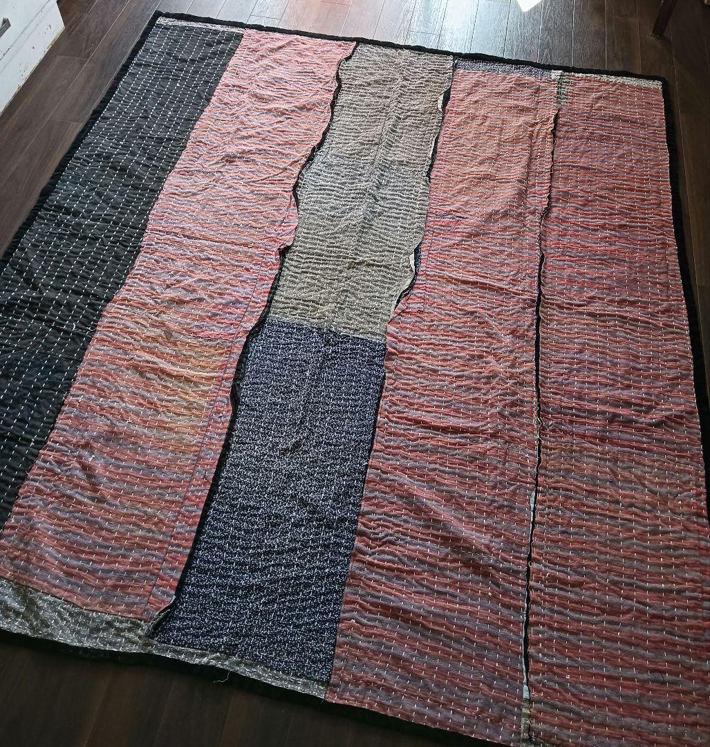 大盤1.7kg　ネル素材　粗刺し子の古布こたつ掛け♪　昭和初期　らんる　襤褸