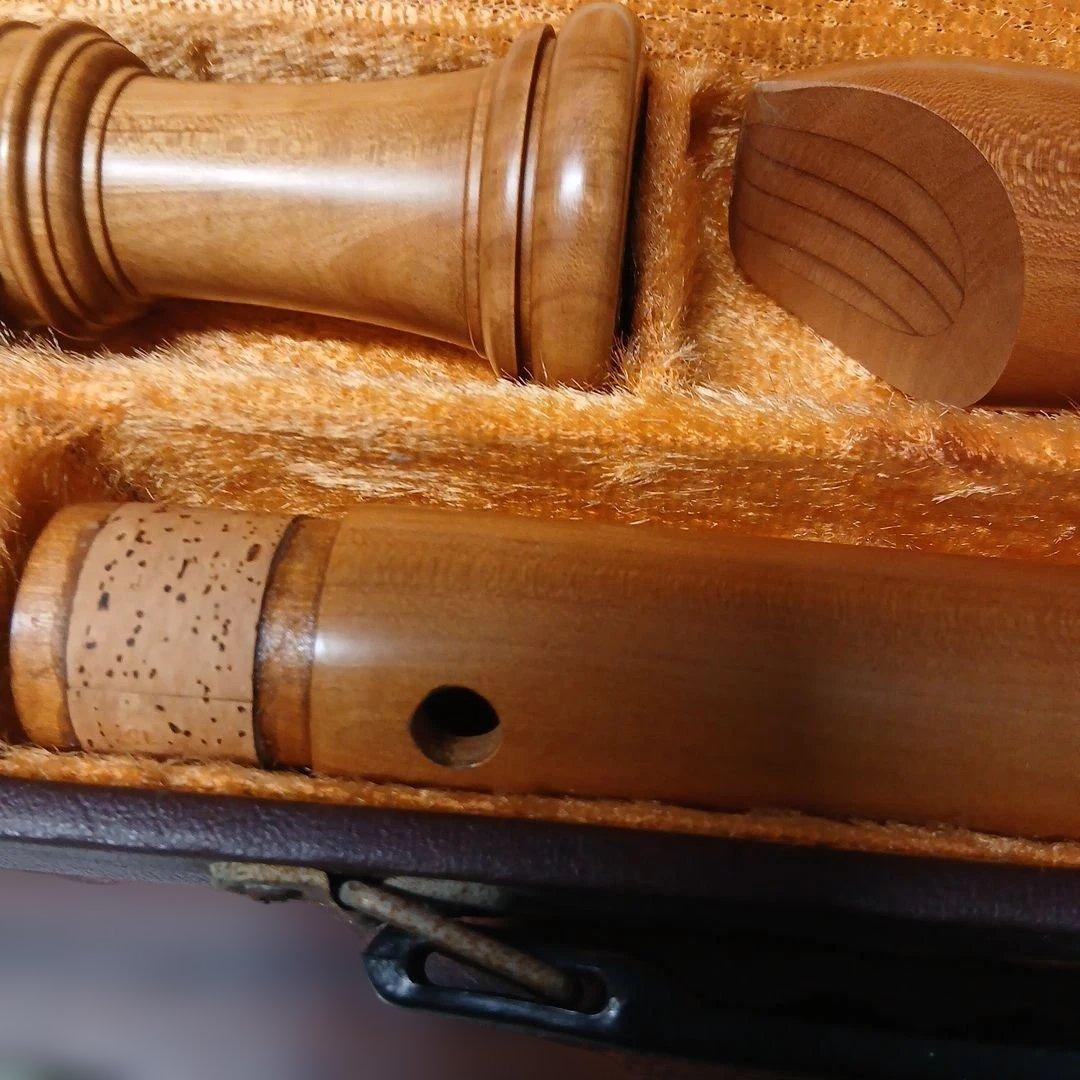 テナーリコーダー 木製 ブラウン ケース付き