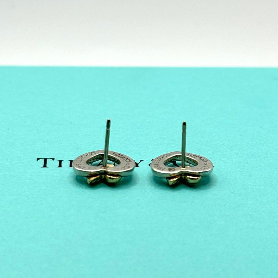 美品 ティファニー ピアス リボン ハート コンビ 750 925