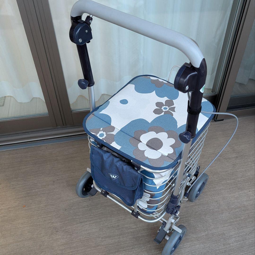 ユーバ産業 SUWAREL シルバーカー ショッピングカート 花柄ネイビーブルー