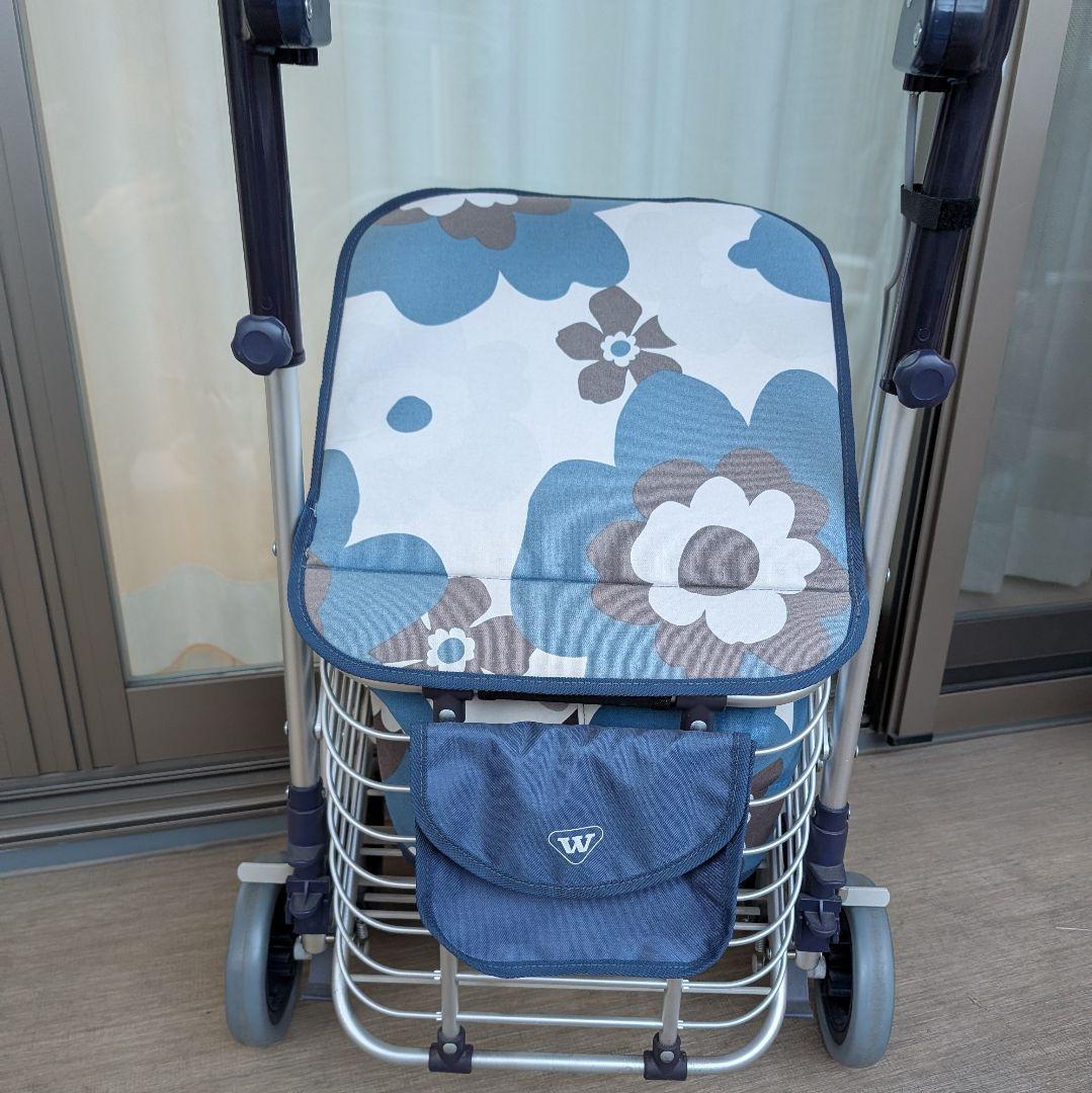 ユーバ産業 SUWAREL シルバーカー ショッピングカート 花柄ネイビーブルー