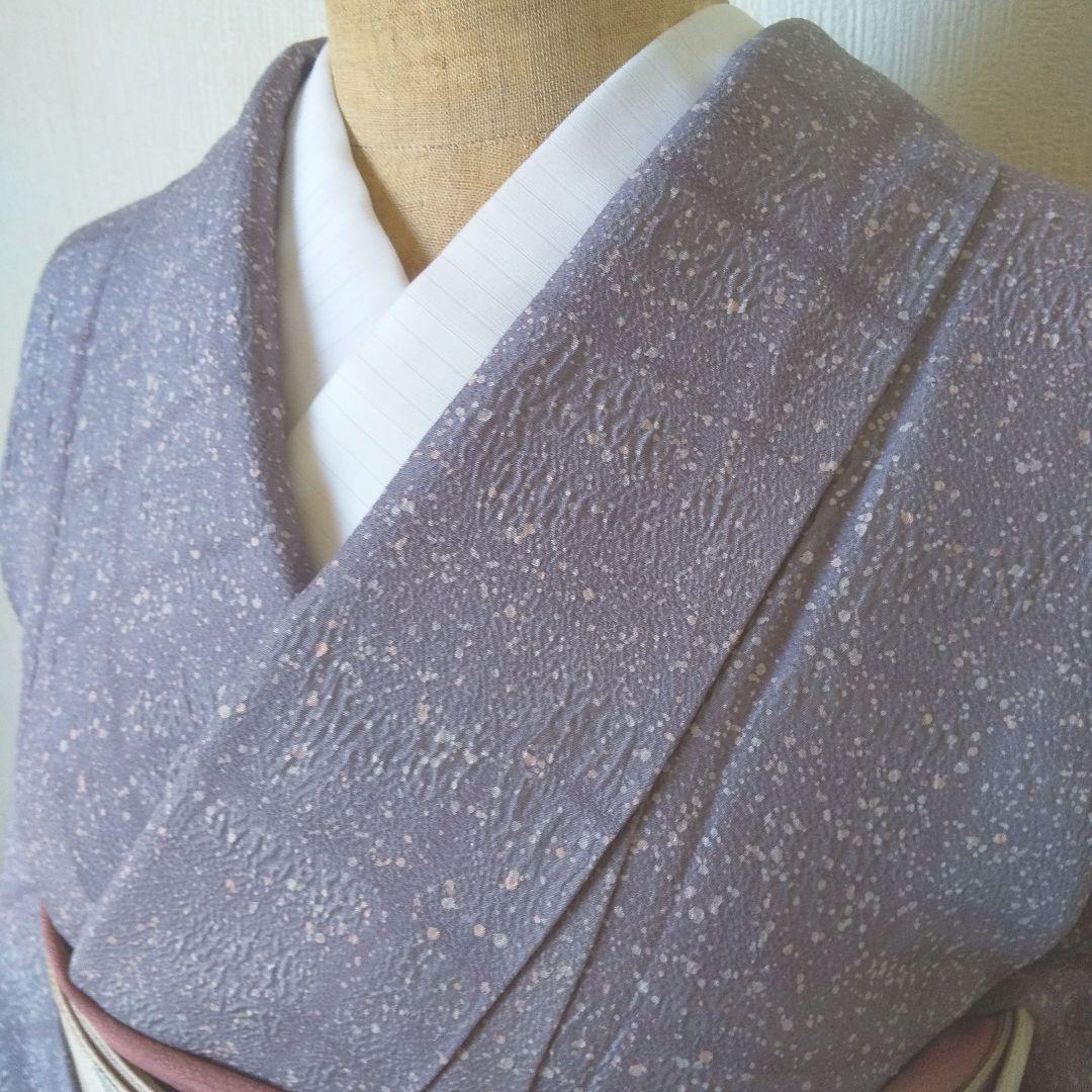 正絹・縮緬訪問着・薄紫系・一つ紋・袷