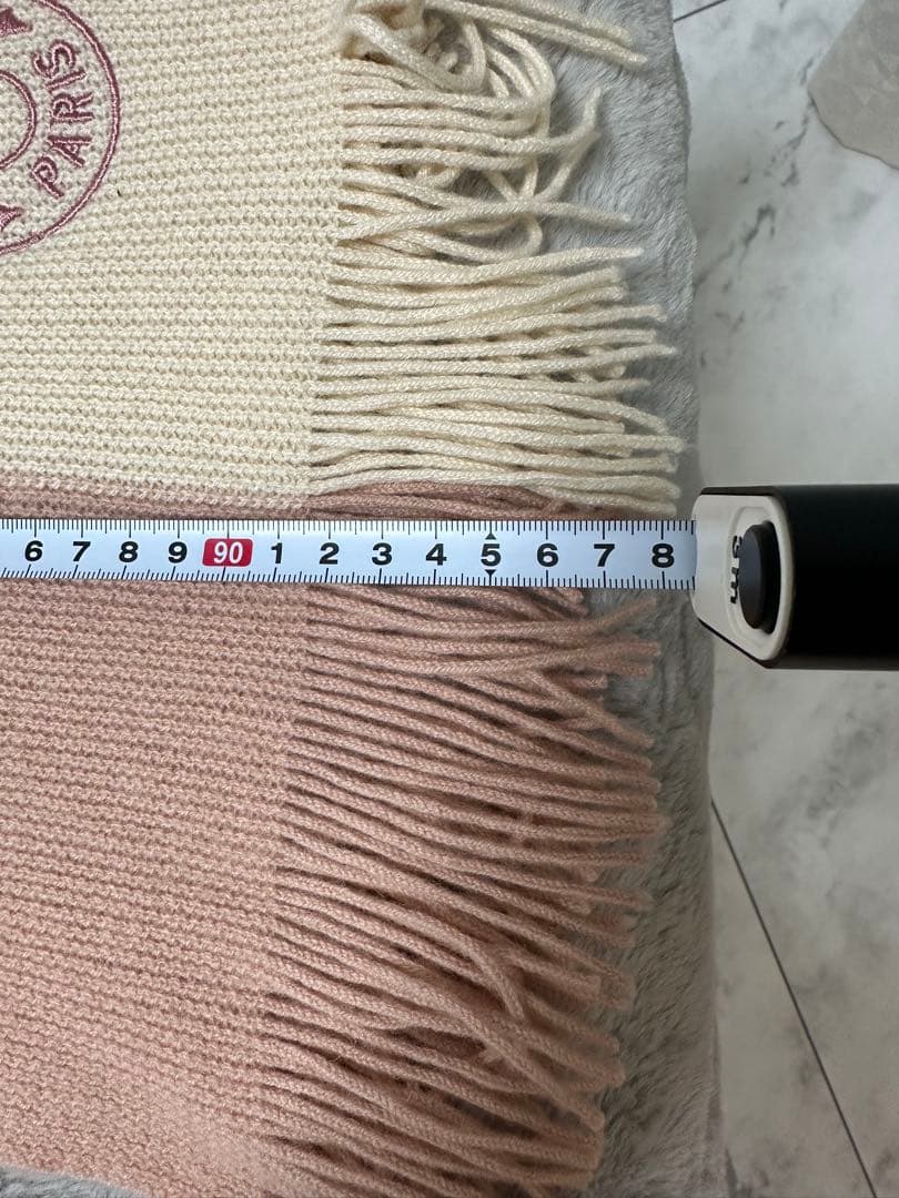 HERMES ベージュ/ピンク マフラー