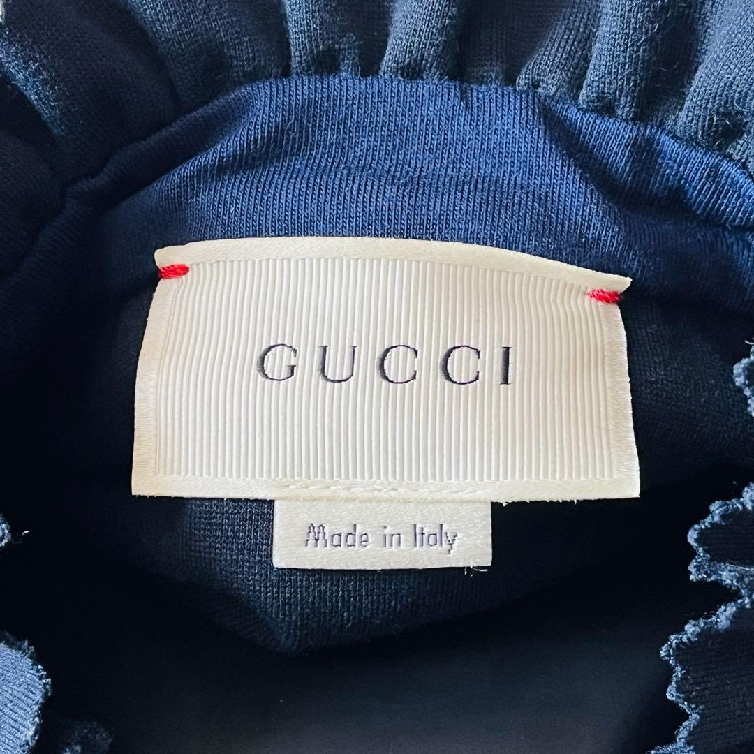 【美品✨】グッチ　ワンピース　パールボタン　ソーホー　フリル　リボン　近年　濃紺