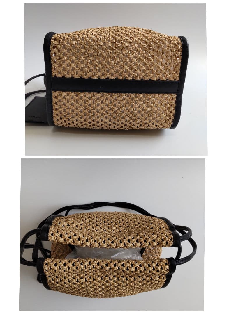 23SS 極美品 オルセット ラフィアフウ メッシュ ショルダーバッグ レザー