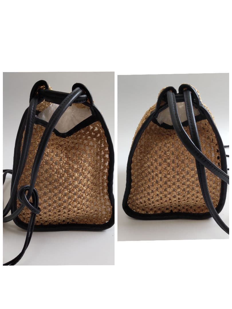 23SS 極美品 オルセット ラフィアフウ メッシュ ショルダーバッグ レザー