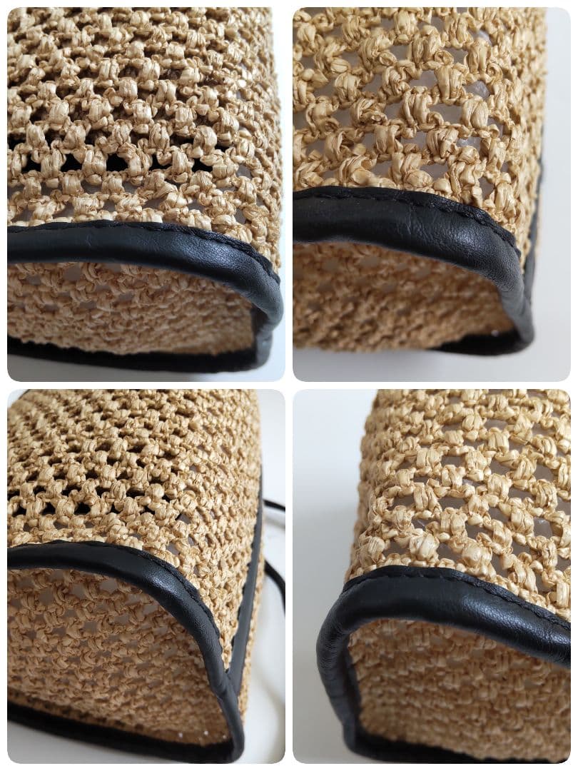 23SS 極美品 オルセット ラフィアフウ メッシュ ショルダーバッグ レザー