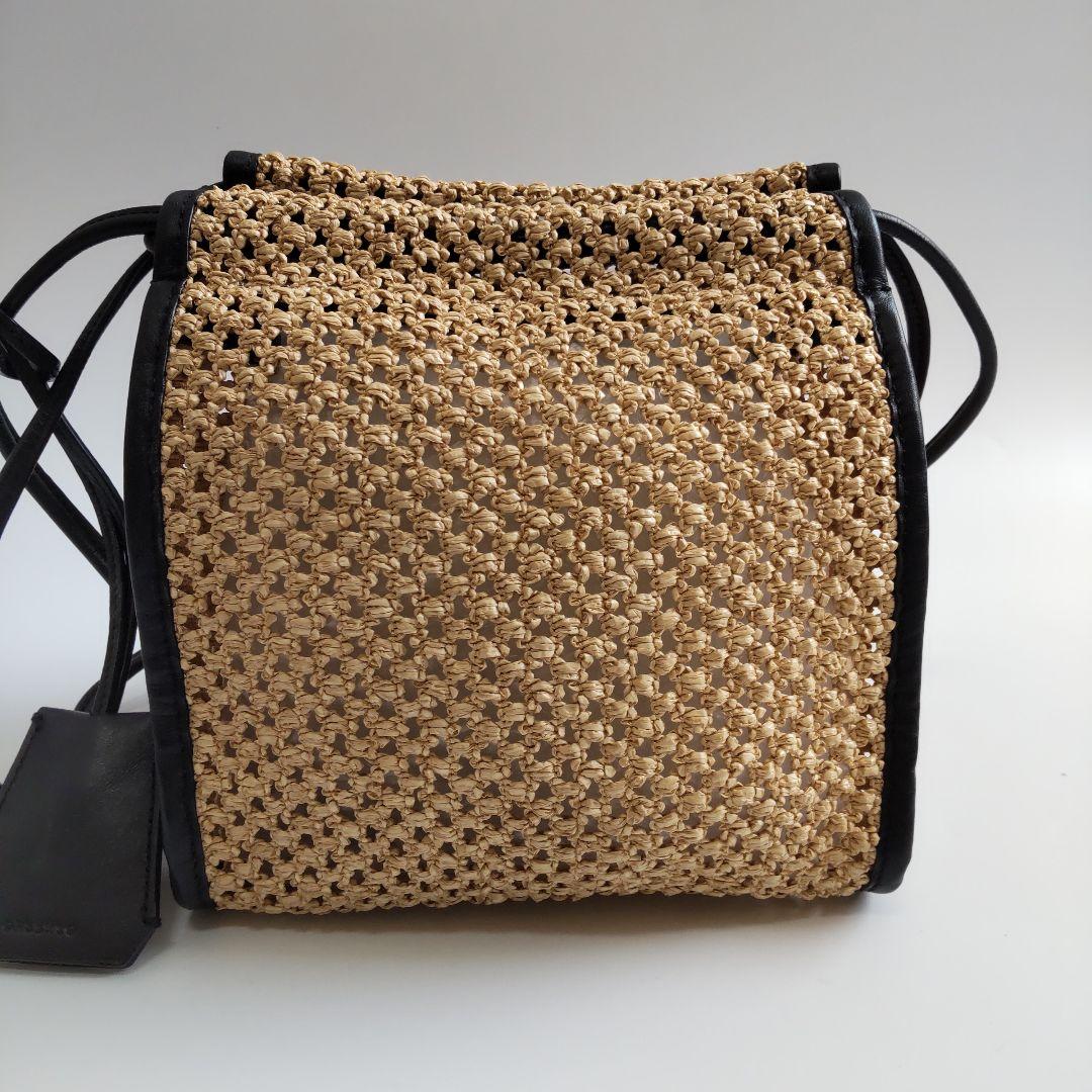 23SS 極美品 オルセット ラフィアフウ メッシュ ショルダーバッグ レザー