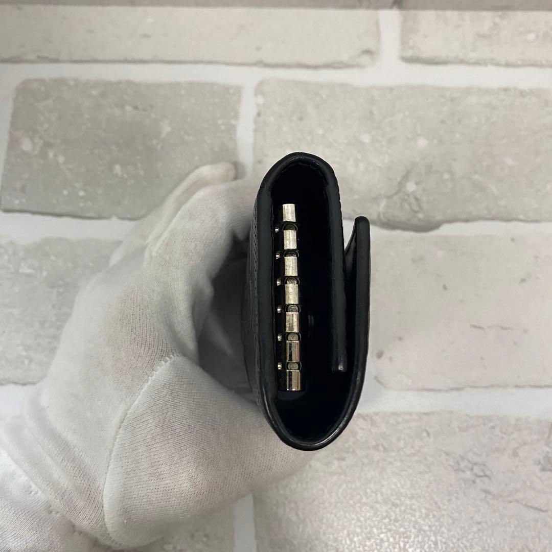 美品⭐︎グッチ　GG柄　エンボス　6連キーケース　キーリング　黒　ビッグロゴ