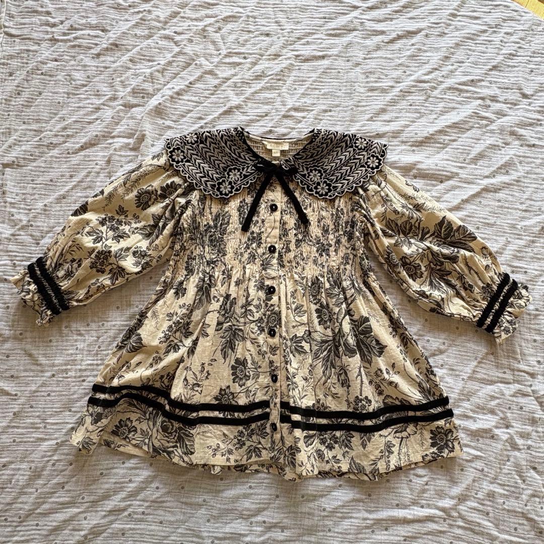 Bonjour diary 刺繍襟チュニックワンピース 6y