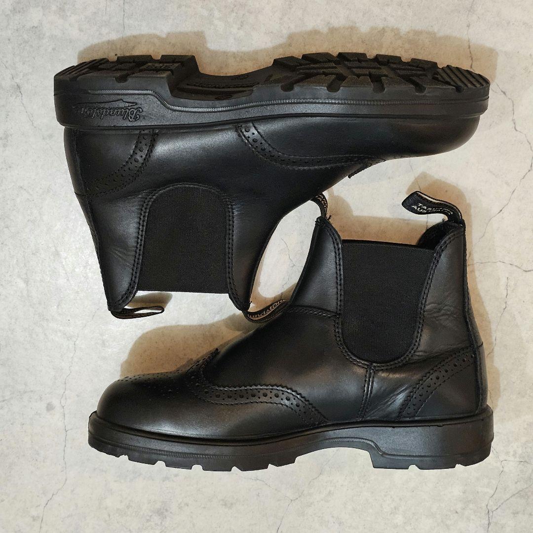 UK8 ブランドストーン ウイングチップ サイドゴア ブーツ