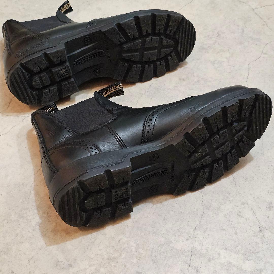 UK8 ブランドストーン ウイングチップ サイドゴア ブーツ