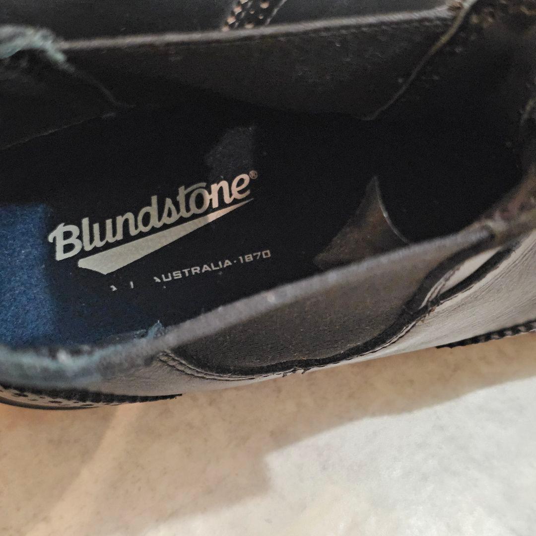 UK8 ブランドストーン ウイングチップ サイドゴア ブーツ