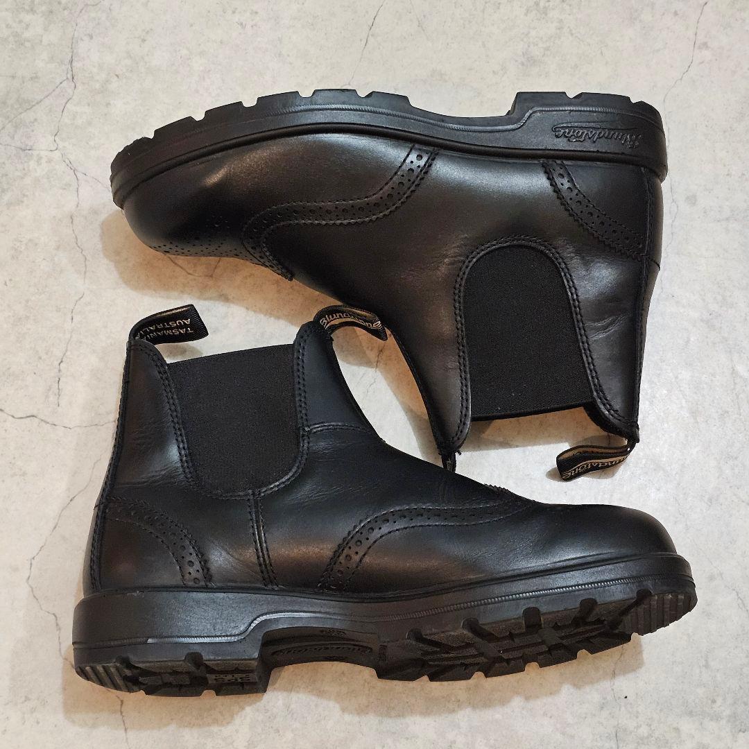 UK8 ブランドストーン ウイングチップ サイドゴア ブーツ