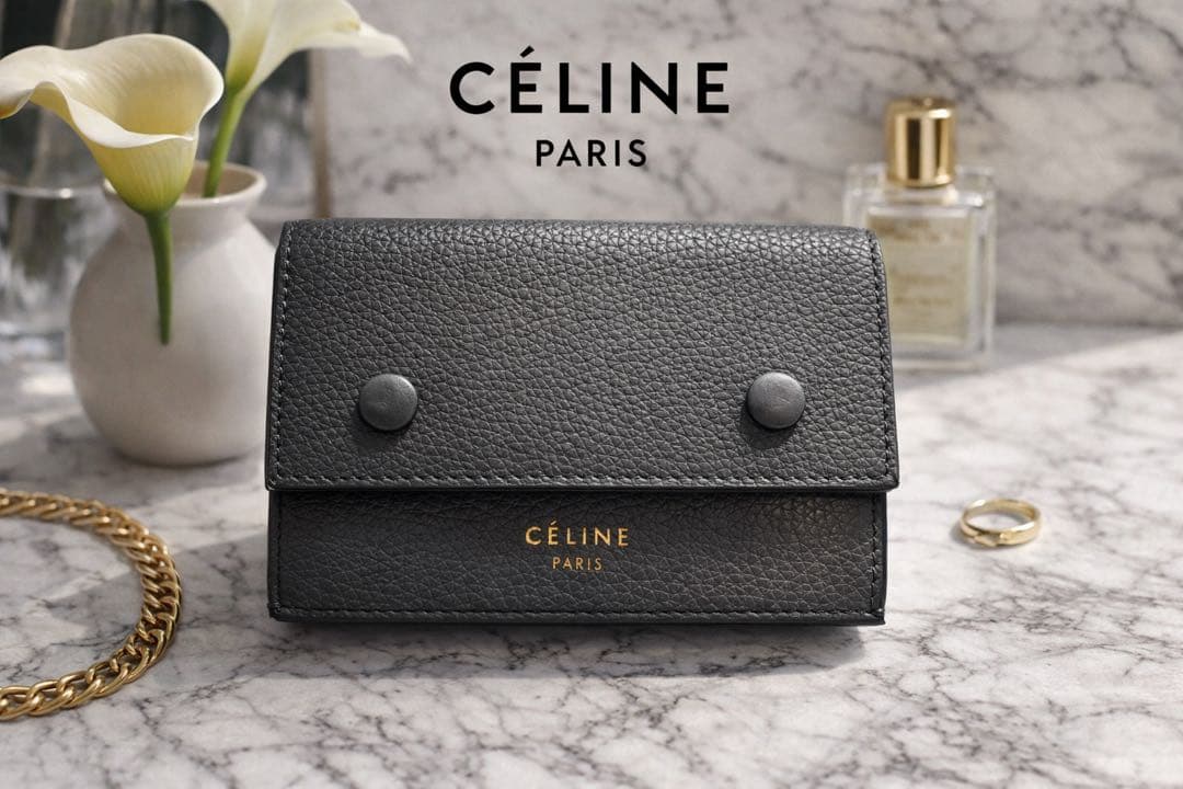 美品⭐️CELINE スモールトリフォールドウォレット 三つ折財布 ボタン交換有