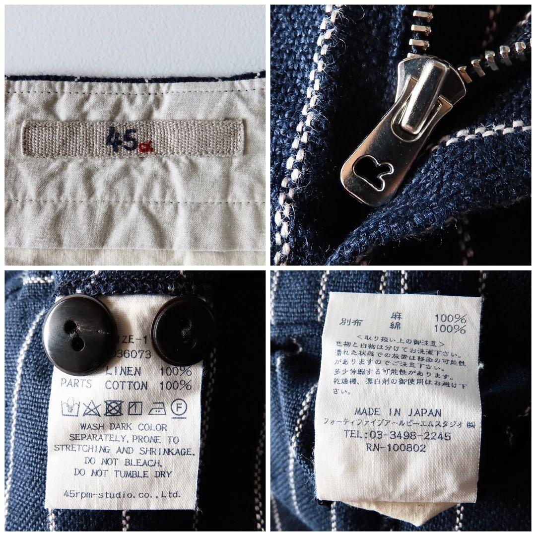 45R リネンピンストライプワイドパンツ 1 ストレートシルエット 45rpm