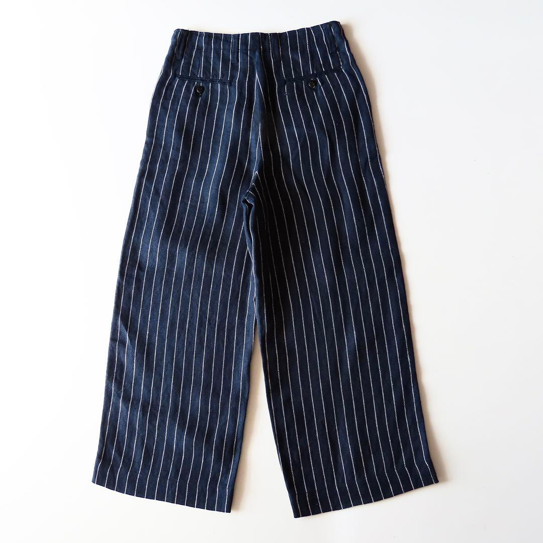 45R リネンピンストライプワイドパンツ 1 ストレートシルエット 45rpm