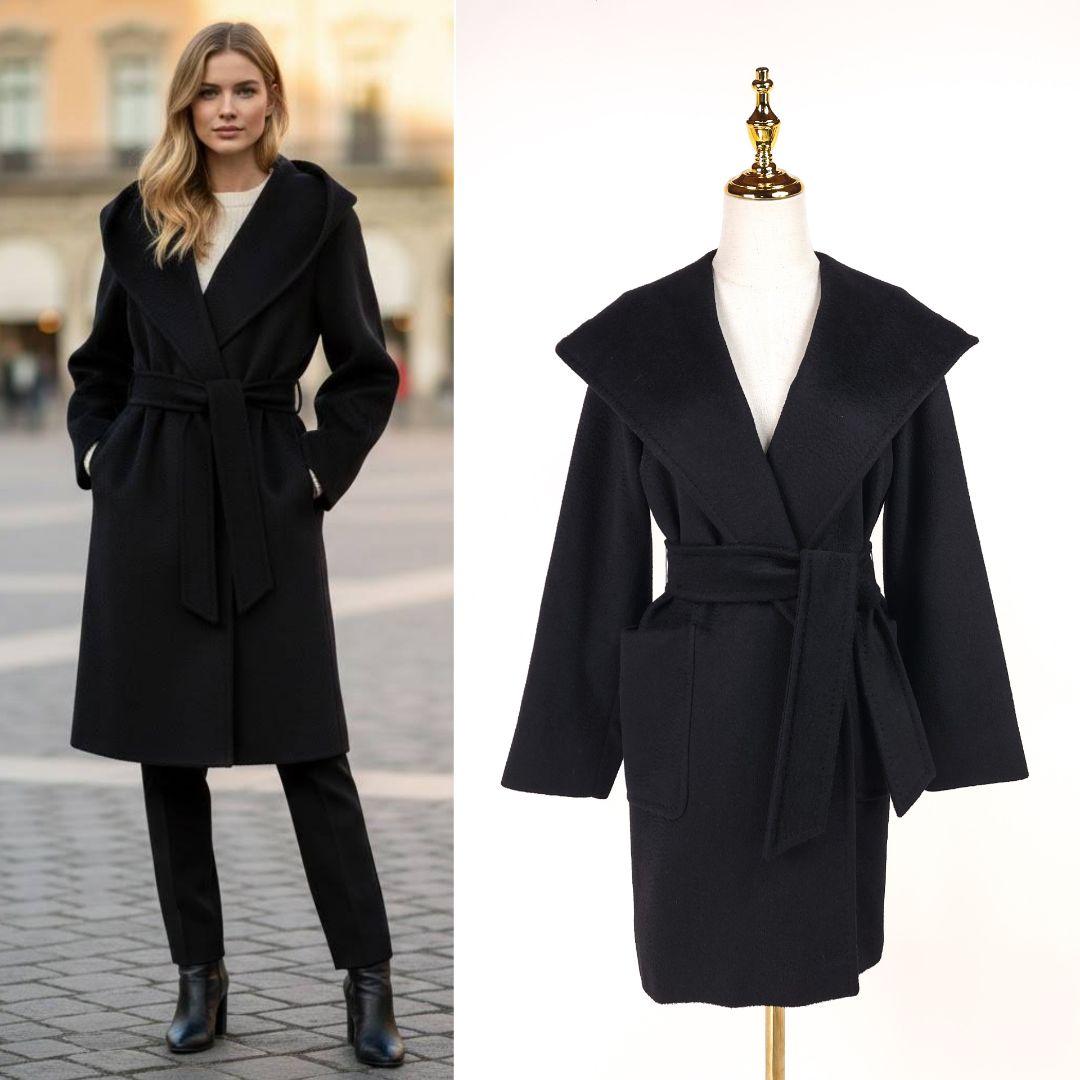 【新品同様】マックスマーラ リアルト キャメル コート ブラック 36 　ベルト