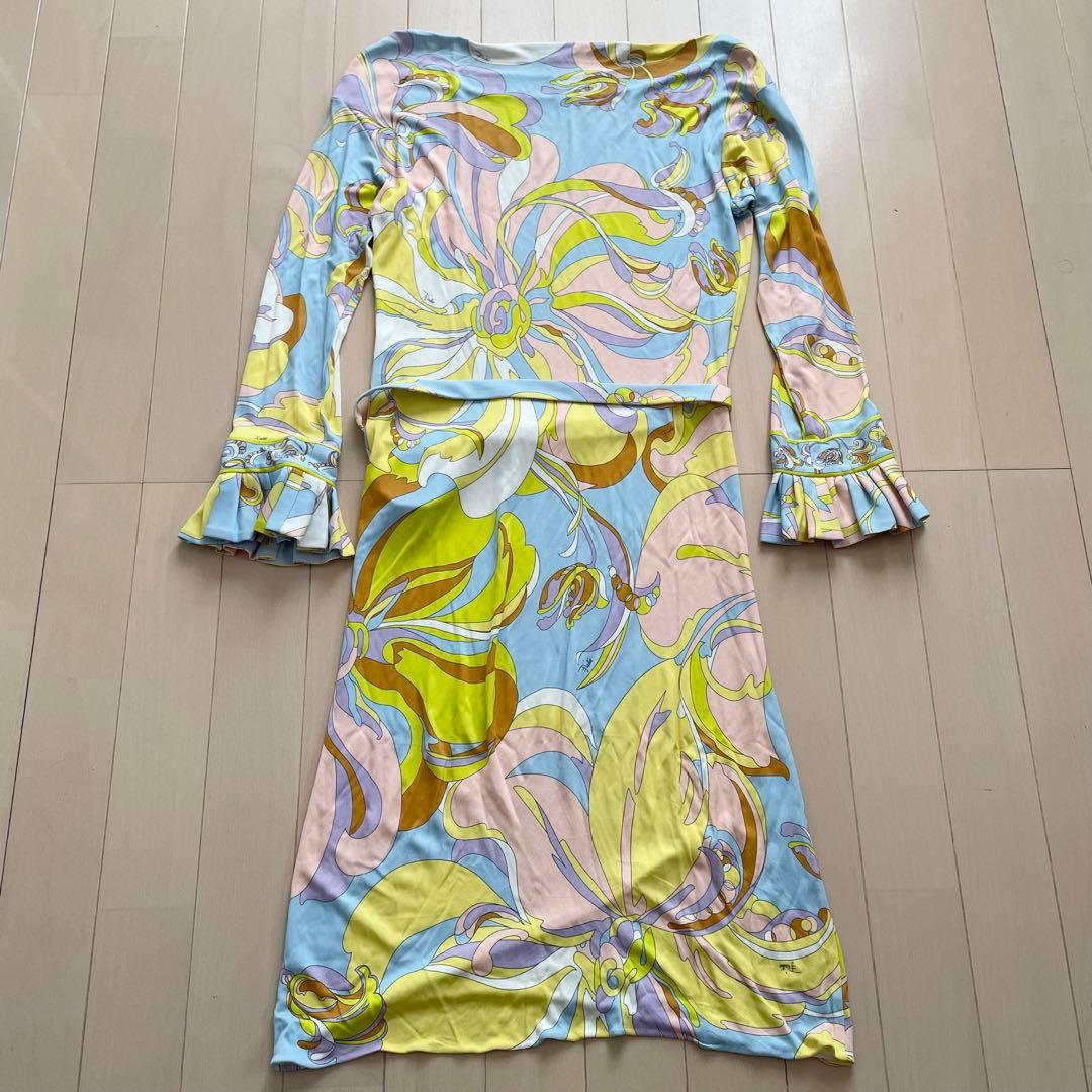 EMILIO PUCCI【君島十和子 美品】長袖ワンピース フリル袖 ベルト付