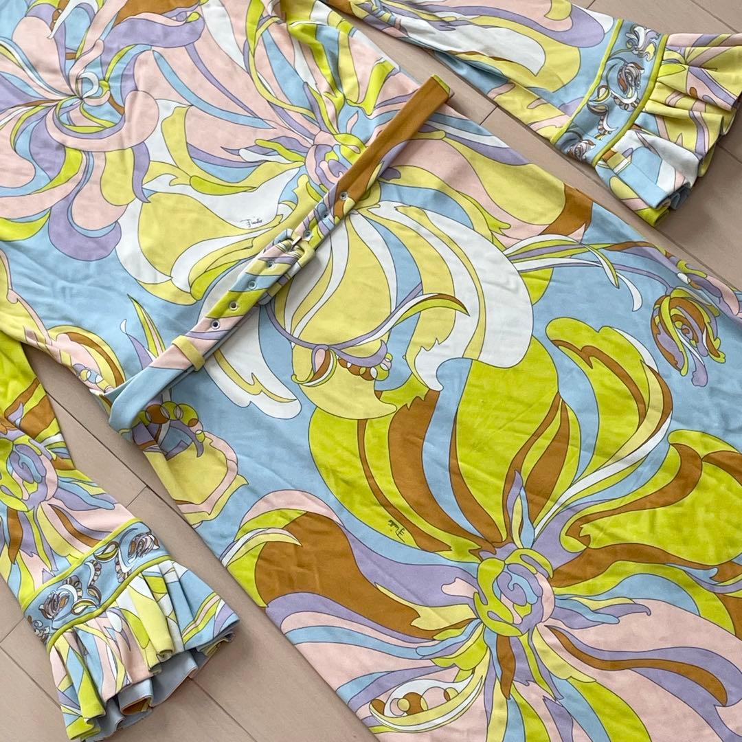 EMILIO PUCCI【君島十和子 美品】長袖ワンピース フリル袖 ベルト付