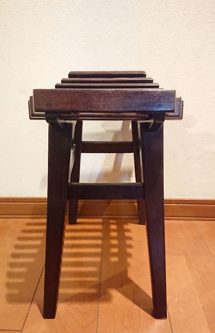 楡無垢材 格子スツール 黒 和モダン アンティーク 椅子 腰掛け 飾り台 天然木