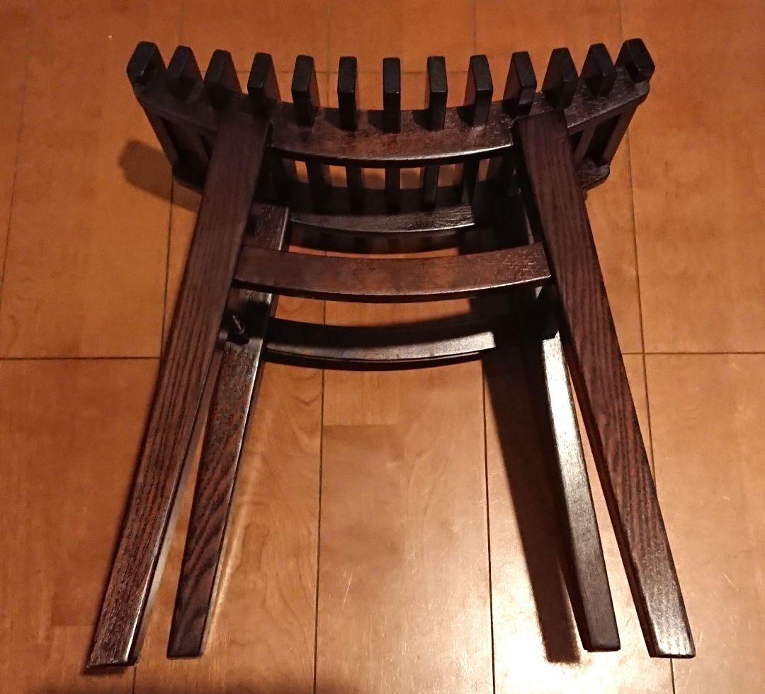 楡無垢材 格子スツール 黒 和モダン アンティーク 椅子 腰掛け 飾り台 天然木