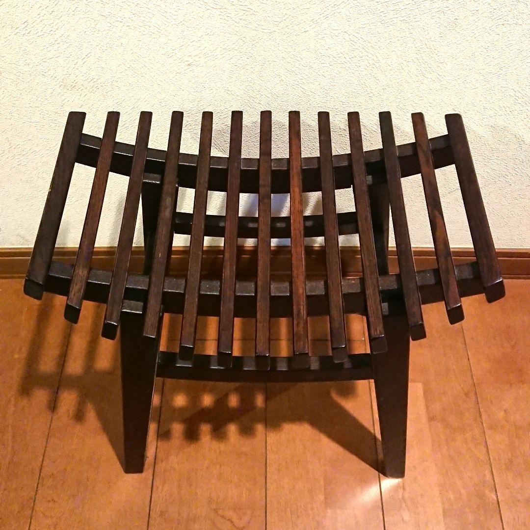 楡無垢材 格子スツール 黒 和モダン アンティーク 椅子 腰掛け 飾り台 天然木