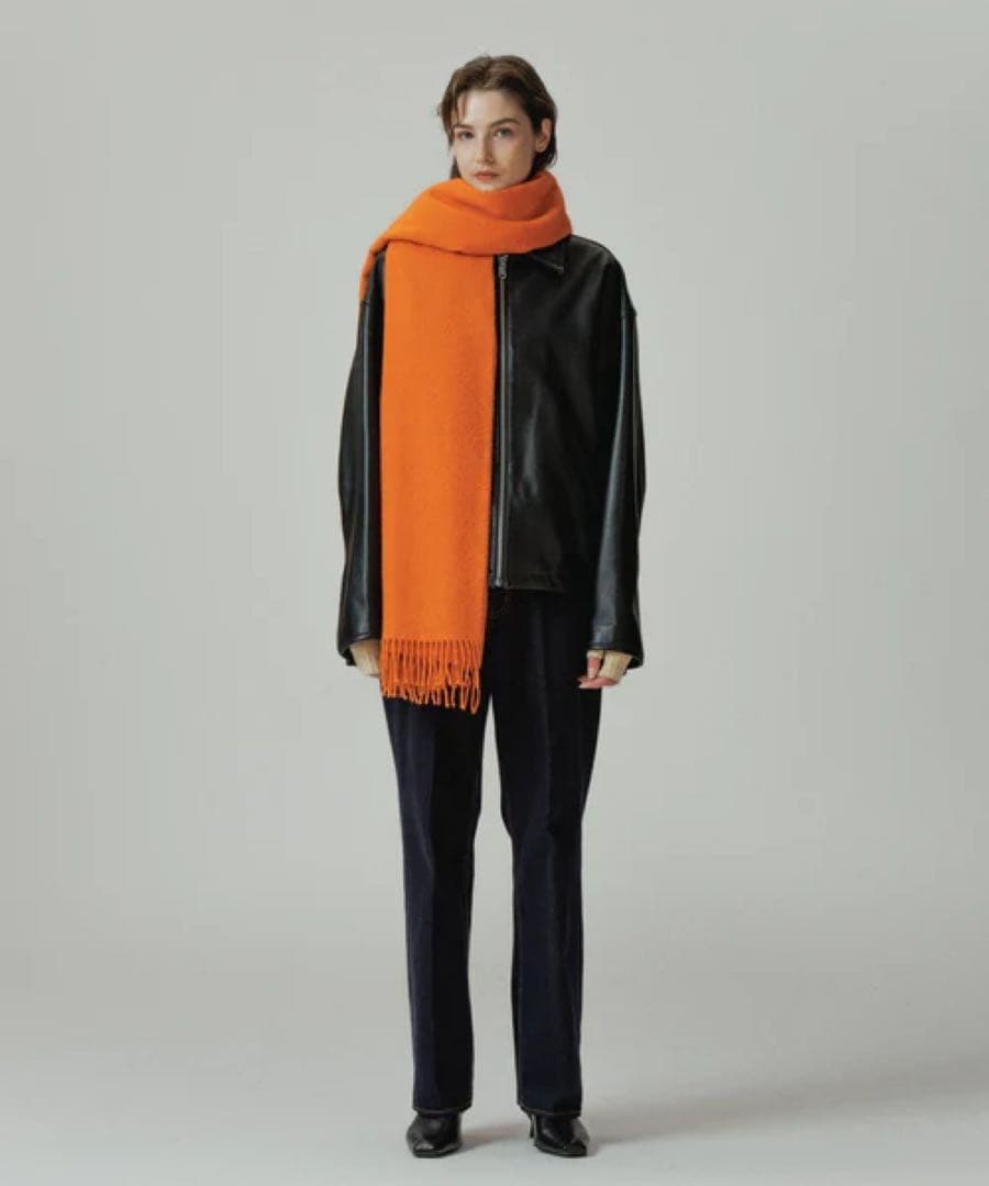 アダムエロペ別注　ベイビーアルパカ　イノウエブラザーズ　大判ストール　オレンジ