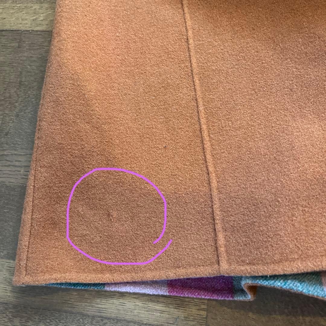 お豆様新品定価55000円キャメルチェックリバーシブルロングコート