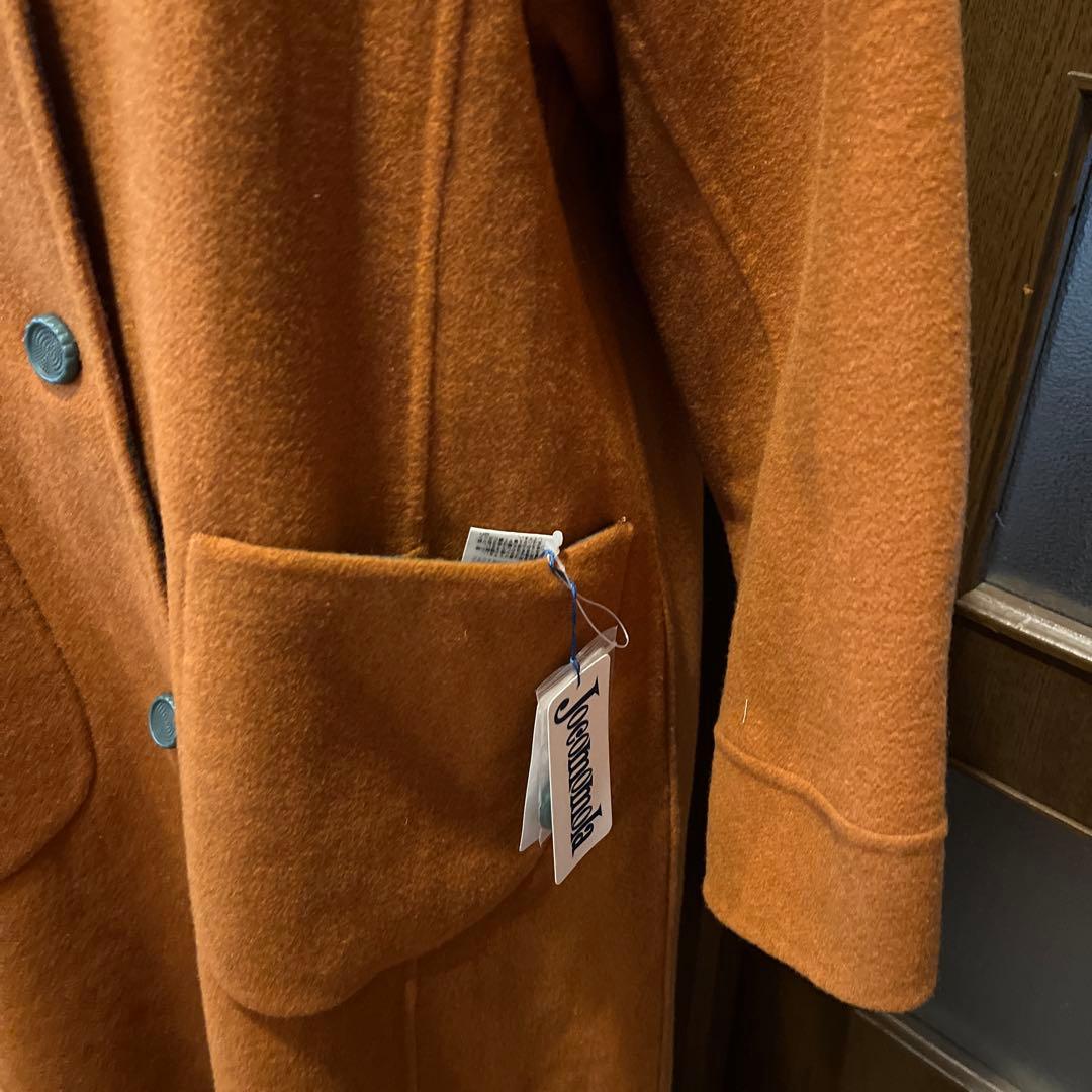 お豆様新品定価55000円キャメルチェックリバーシブルロングコート