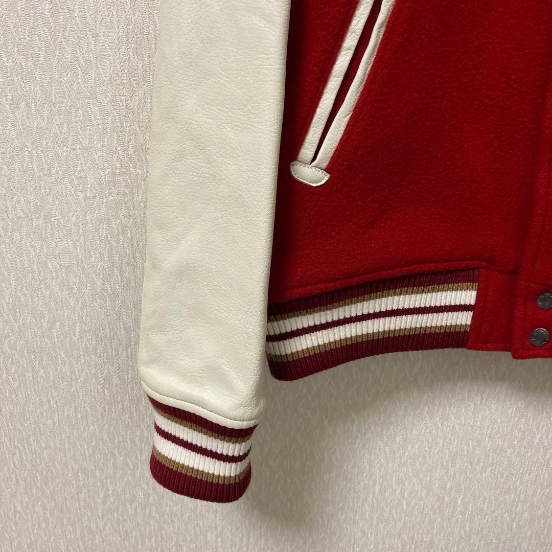 【美品】PAPAS パパス スタジャン 袖革 羊革 ワッペン M