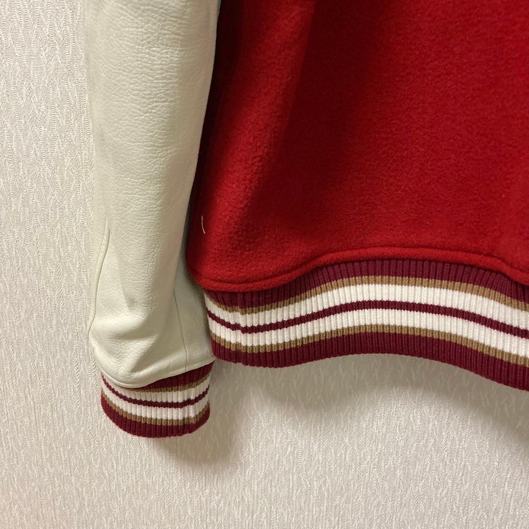 【美品】PAPAS パパス スタジャン 袖革 羊革 ワッペン M