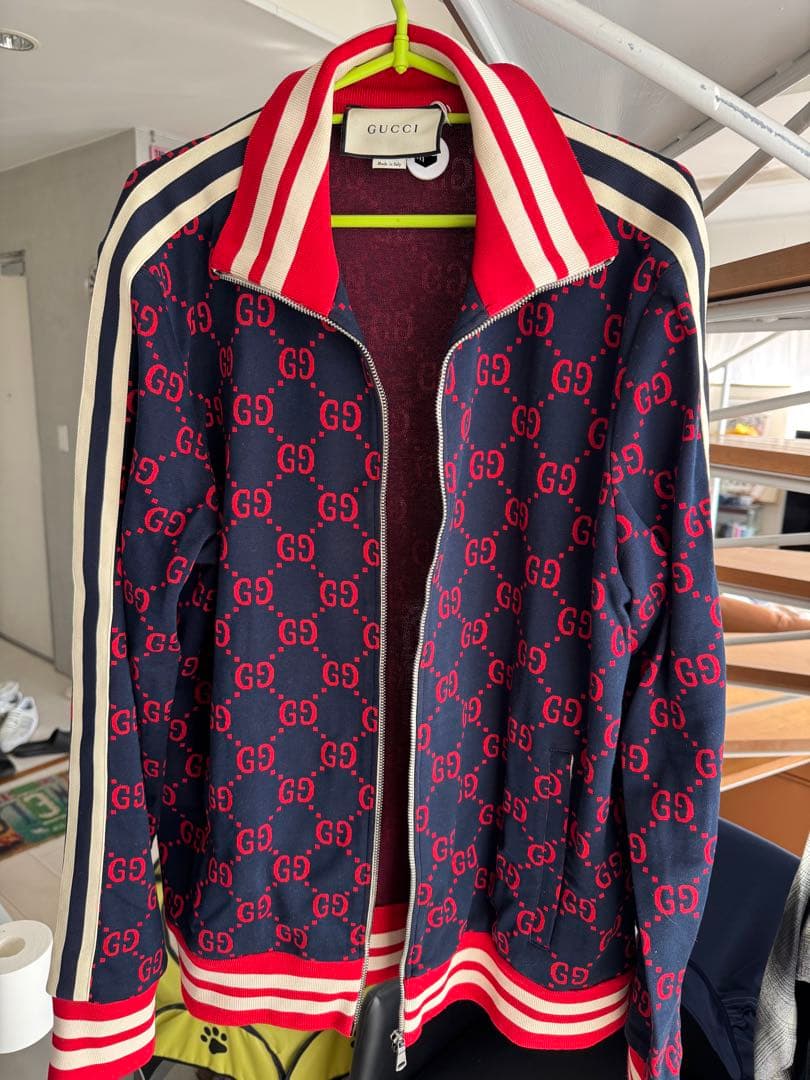 らいと GUCCI XL GGロゴ ジャージ ネイビー✖️レッド