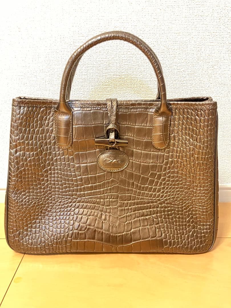 お値下げロンシャン ロゾ クロコ 定番の ラインに、牛革にクロコダイル風の型押し