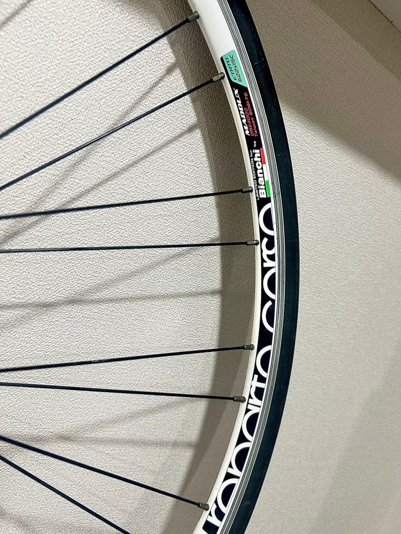 【Bianchiビアンキ】純正limitedホイール前輪◆貴重なカッコいい白リム