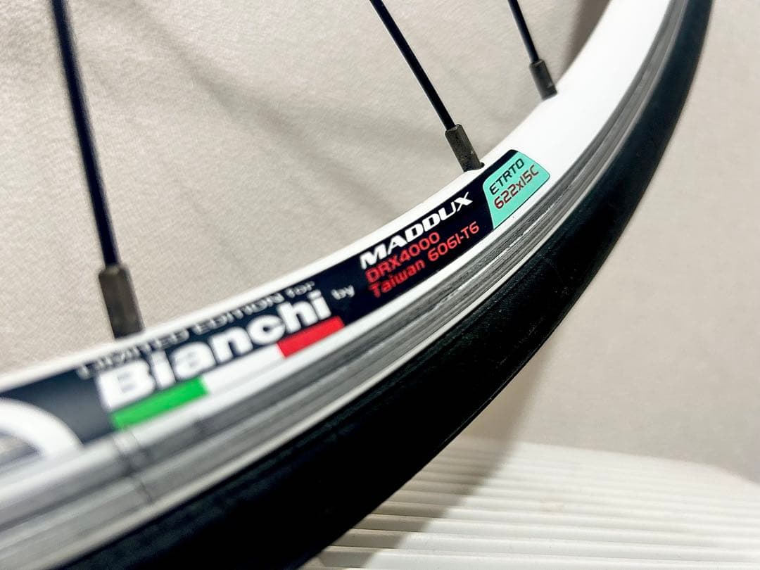 【Bianchiビアンキ】純正limitedホイール前輪◆貴重なカッコいい白リム