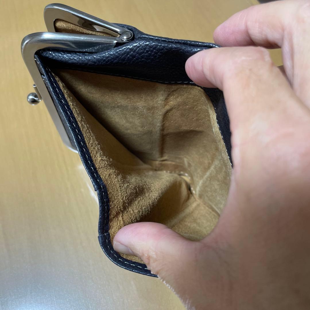 土屋鞄トーンオイルヌメがま口ポケット財布ネイビー