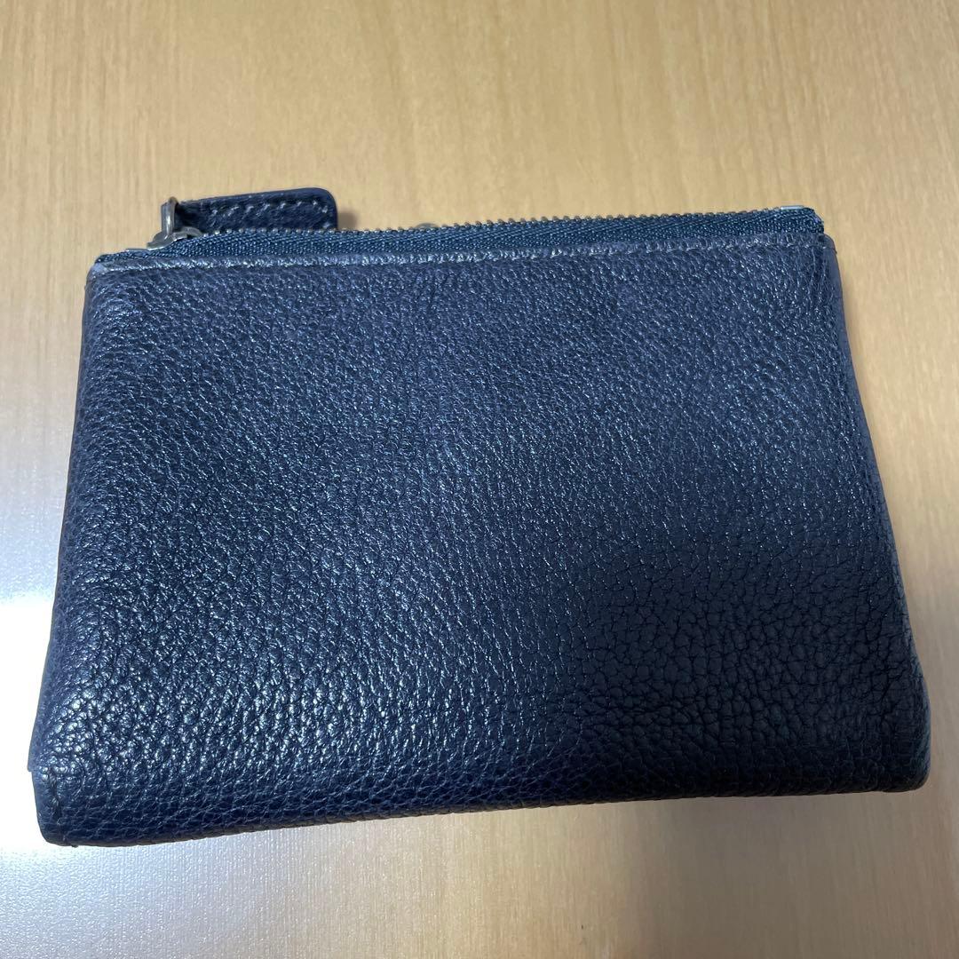 土屋鞄トーンオイルヌメがま口ポケット財布ネイビー