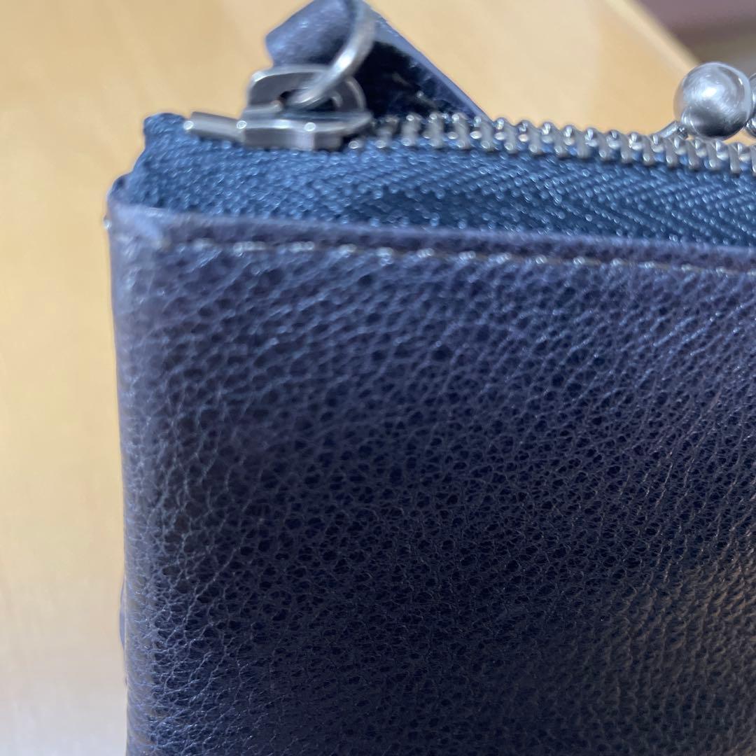 土屋鞄トーンオイルヌメがま口ポケット財布ネイビー