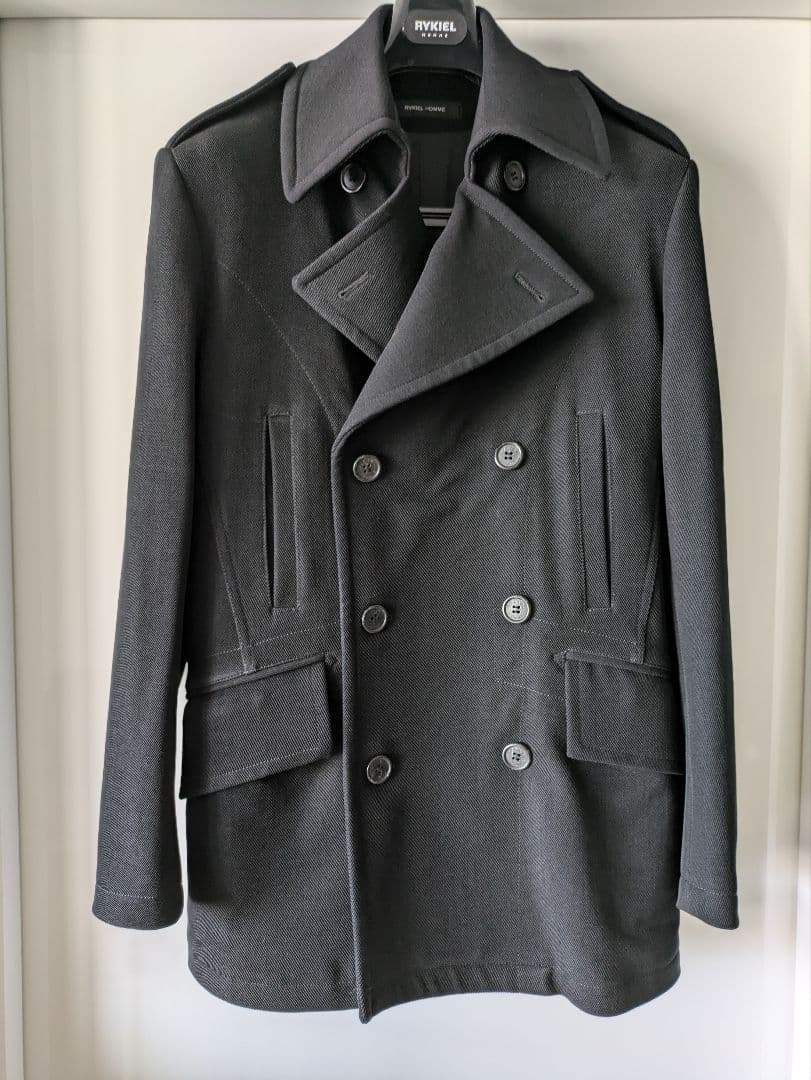 RYKIEL HOMME ブラック ウール　ピーコート