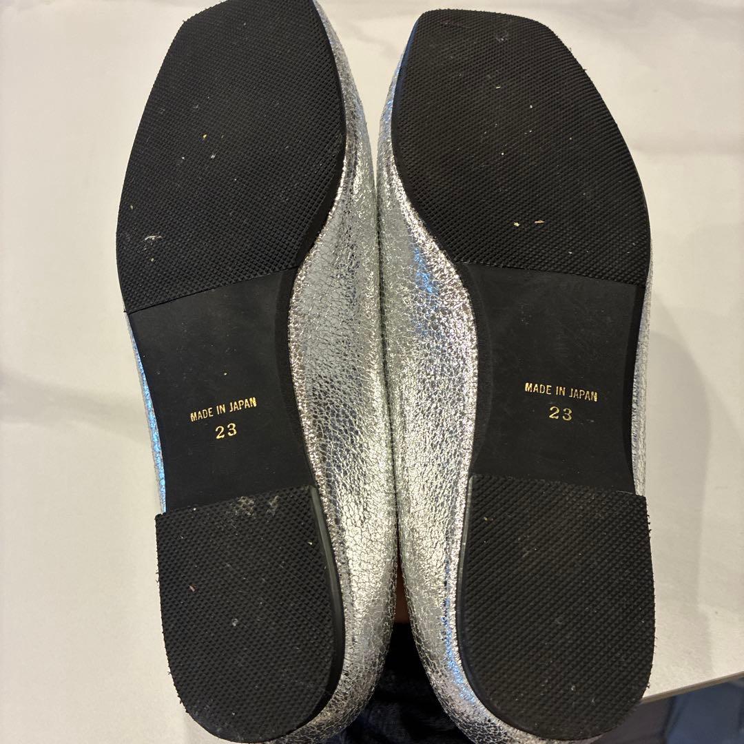 ryo aso キョロちゃんシルバー フラットシューズ 23cm 裏張り済み