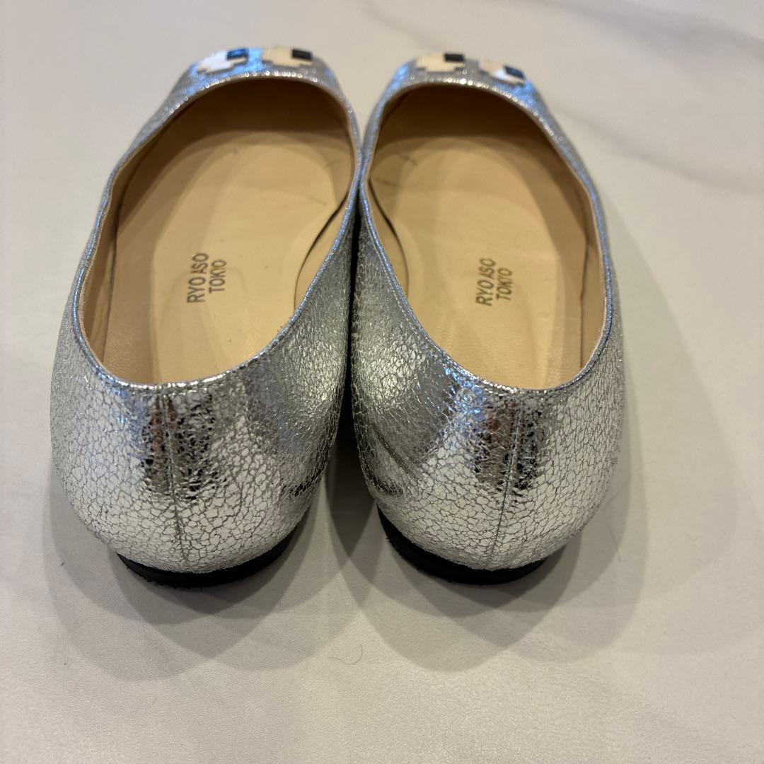 ryo aso キョロちゃんシルバー フラットシューズ 23cm 裏張り済み