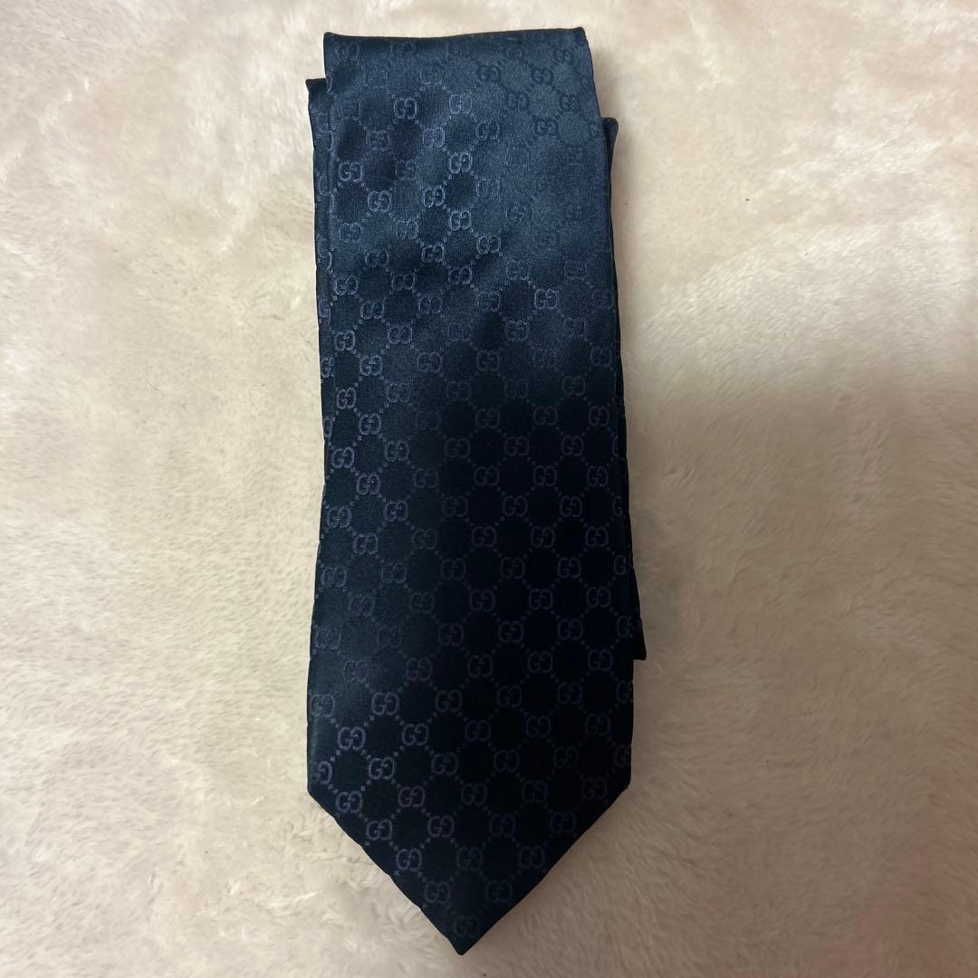 GUCCI GGパターン ネクタイ ダークブルー