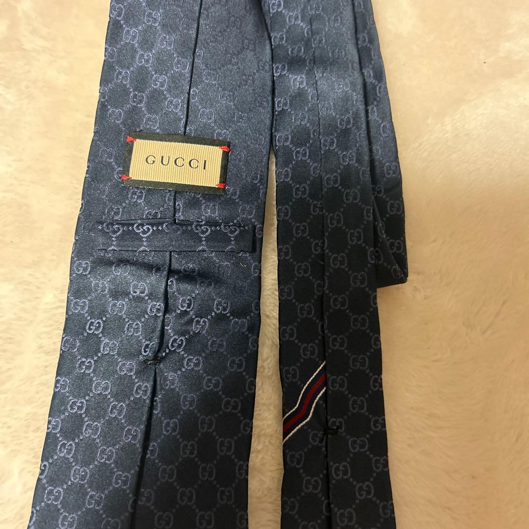 GUCCI GGパターン ネクタイ ダークブルー