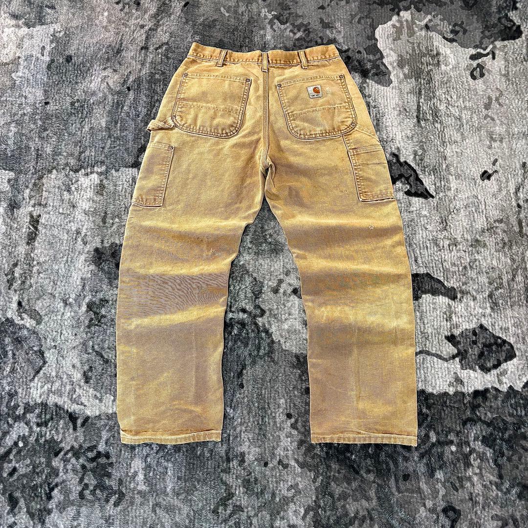 コメ欄セール！USA製 良フェード ブラウン ダブルニー 金ボタン ゆるだぼ