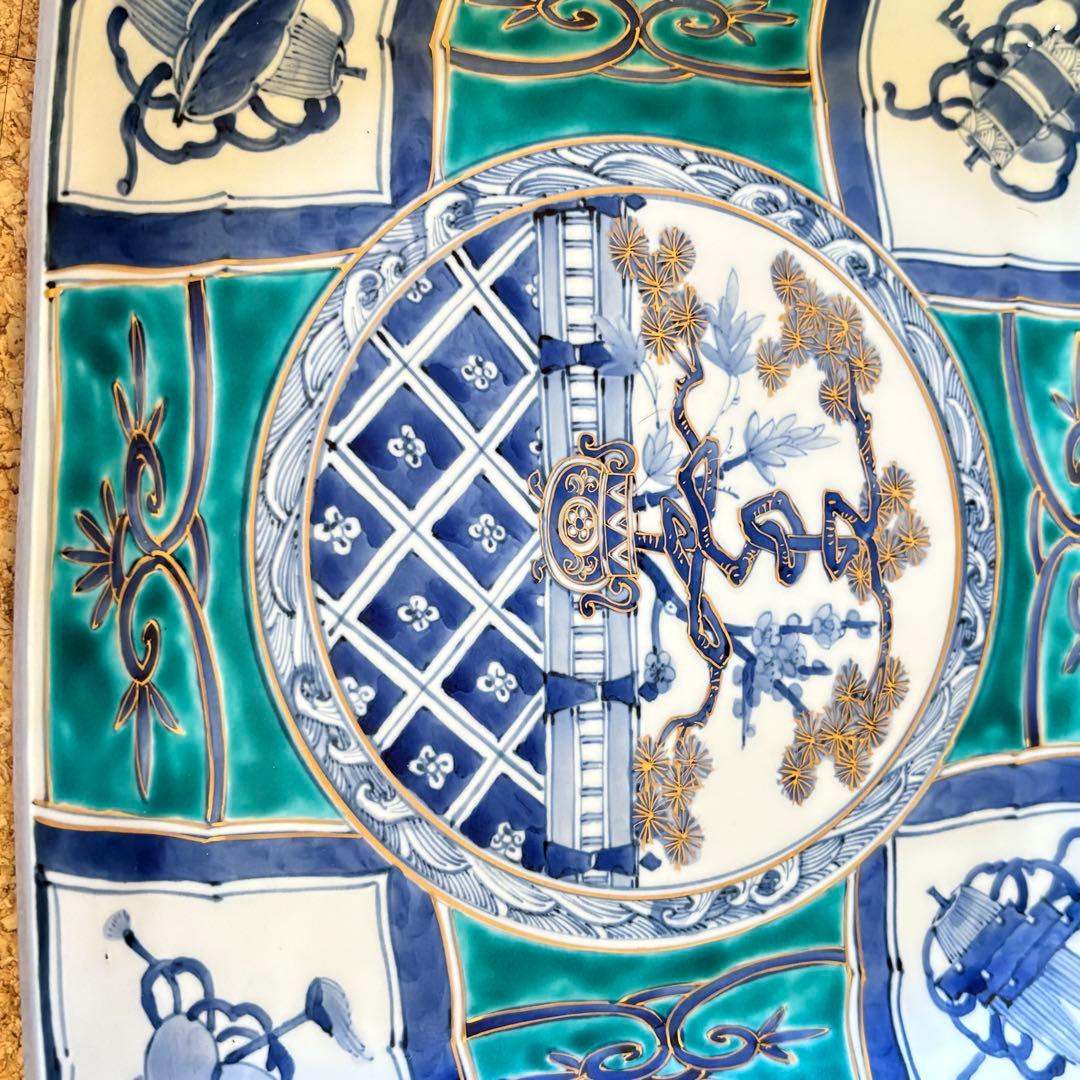 り*ゴ様 九谷焼　山本長左　　宮内庁御用達　　皿　　飾り皿　　未使用