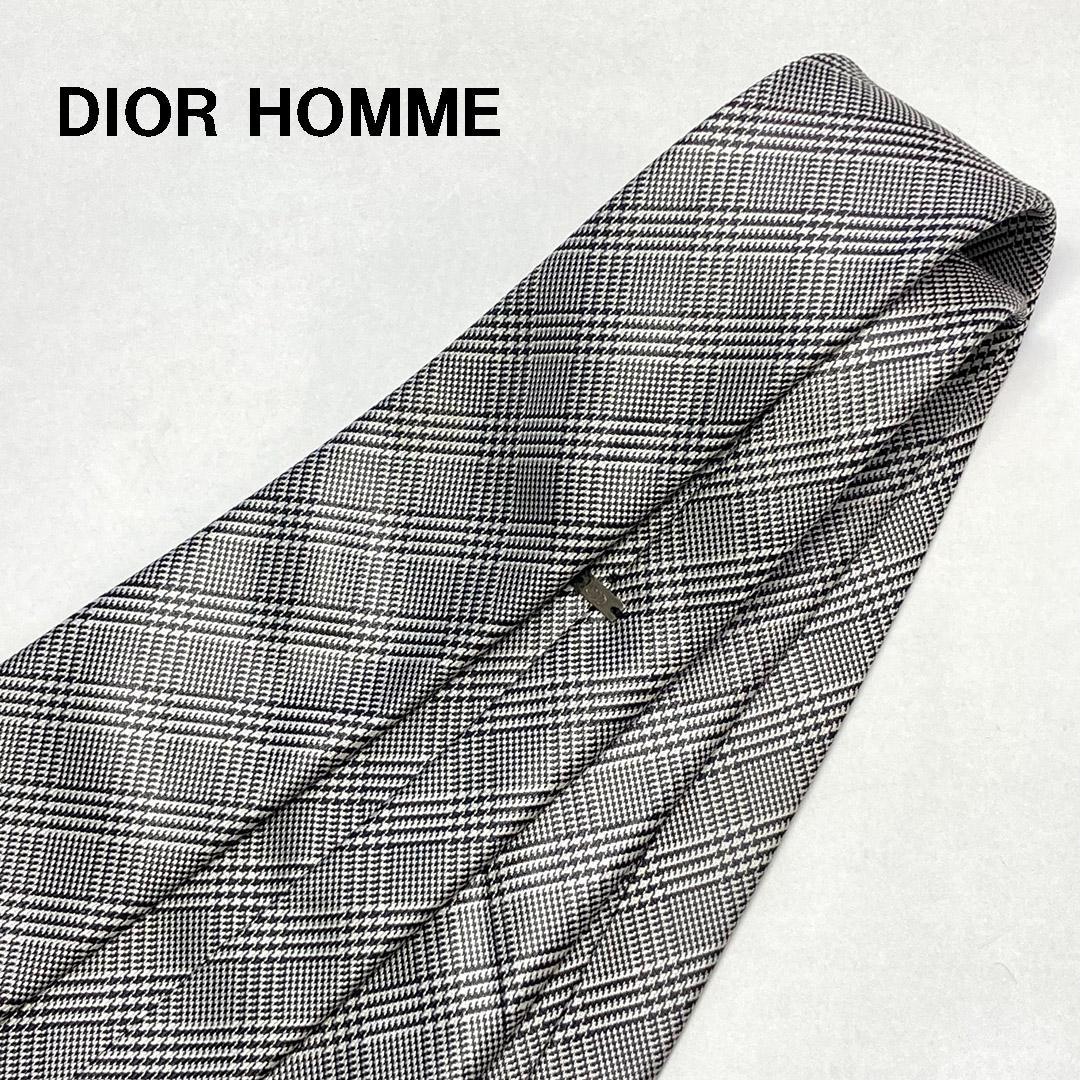 美品 Dior Homme ディオールオム エディ期 グレンチェックナロータイ